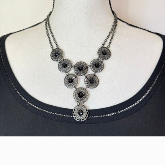 Premier Designs Black and Silver Tone Necklace Jewelry Womwns Adjustable - Picture 2 of 15